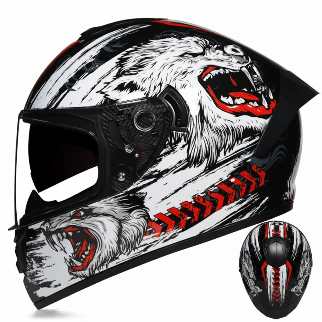 Capacete Integral de Competição para Motociclismo com Viseira Dupla e Certificação DOT - Desfino