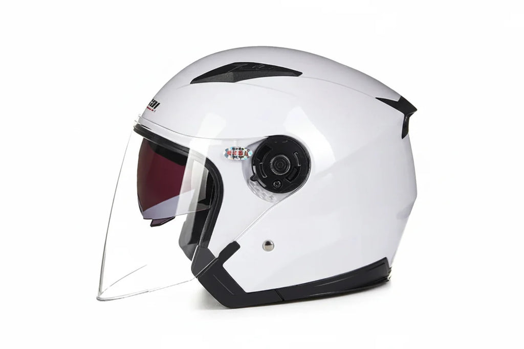 DOT-gecertificeerde motorhelm met halve schaal en dubbel vizier — lichtgewicht ABS-schaal | Desfino