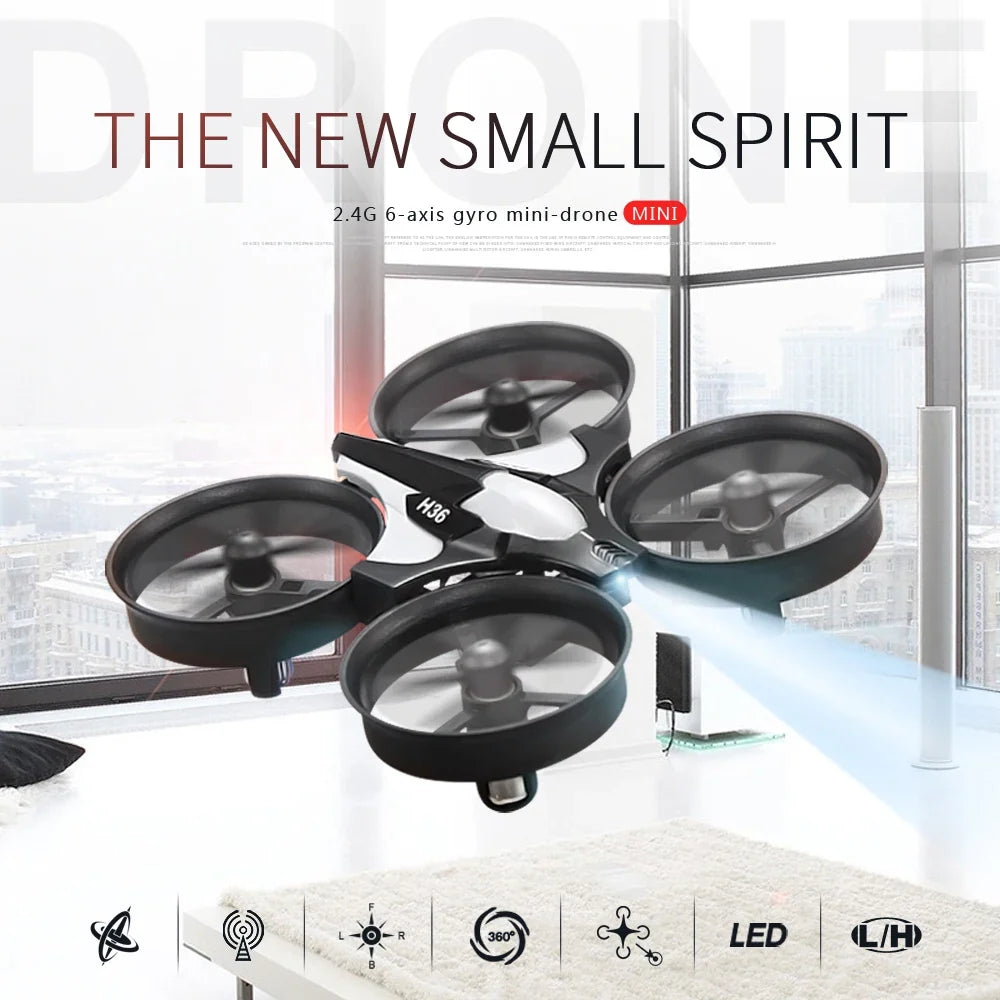 רחפן RC מיני H36 — סיבובי 360°, מצב ללא ראש וג'יירו בעל 6 צירים | דספינו
