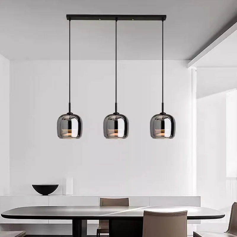 Nordisk LED-pendellampa i glas — minimalistisk skandinavisk kristallkrona - Desfino