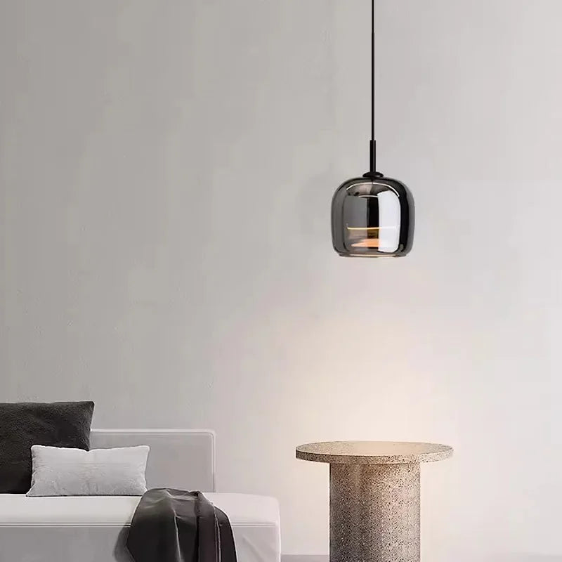 Nordisk LED-pendellampa i glas — minimalistisk skandinavisk kristallkrona - Desfino