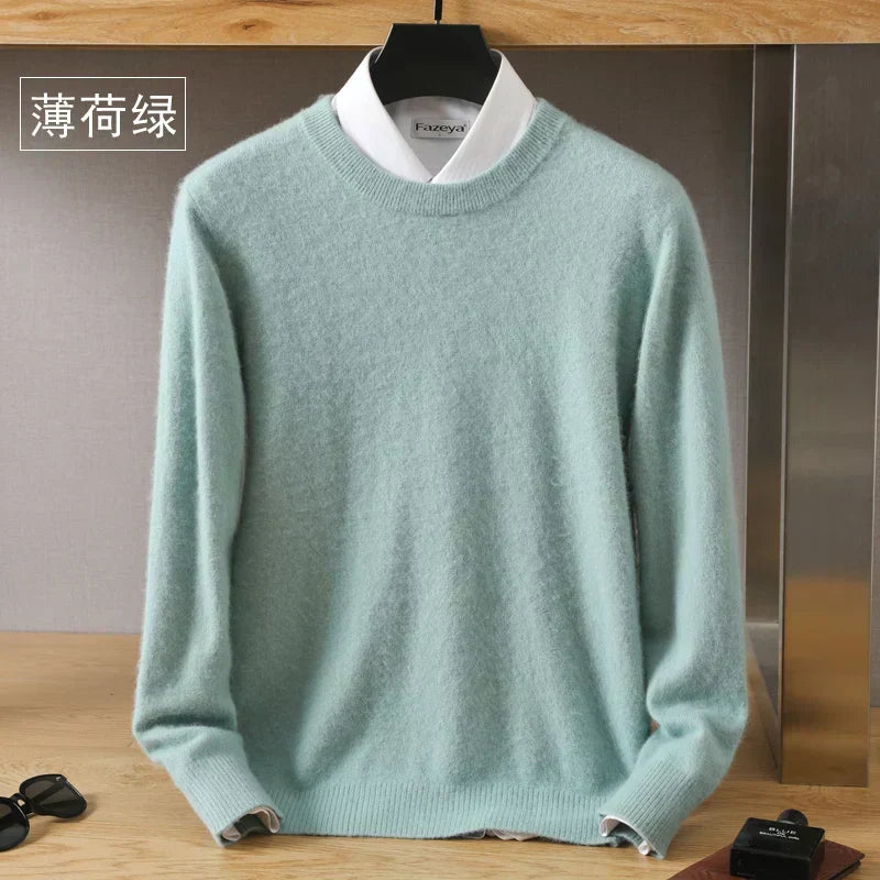 Camisola Lyra em caxemira com gola redonda - 100% pura, tricotada no Japão, leve - Desfino