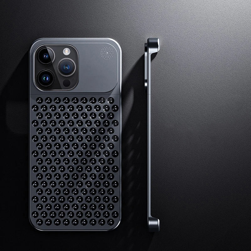 Cover per iPhone in lega di titanio-alluminio Vellon da 3 mm — protezione rialzata - Desfino