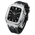Kirello09 Apple Watch-dekselsett for ombygging — silikonrem, etui i 316L-stål - Desfino