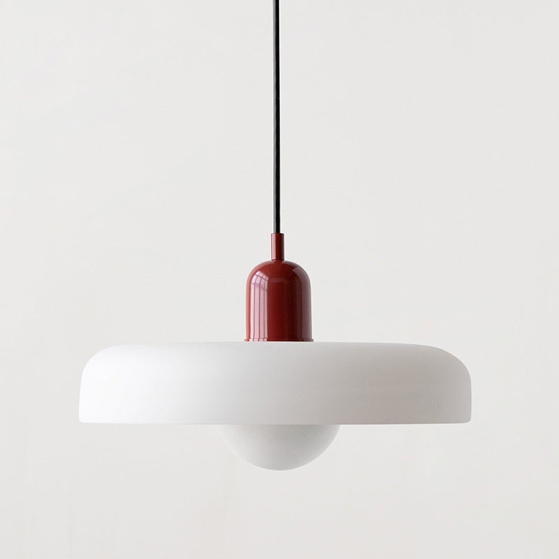 Lumora pendellampe i farvet glas i Bauhaus-stil — afrundet, justerbar ophængning - Desfino