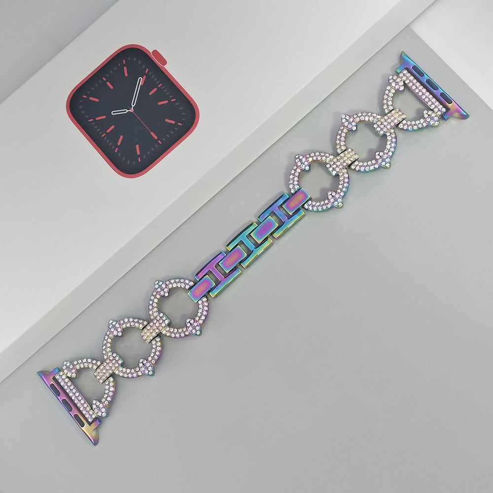 Bracelete de elos brilhante com diamantes, estilo joia, para smartwatches - Desfino
