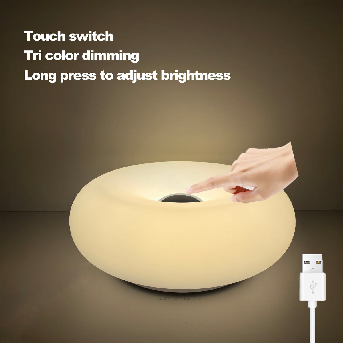 AuraGlow Lampe de bureau USB RGB - Lampe de chevet à intensité réglable par toucher - Desfino