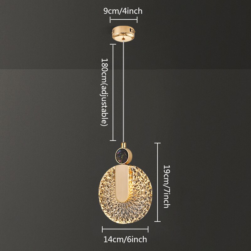 Aurelia Gold LED-Pendelleuchte – runde Kristall-Hängeleuchte