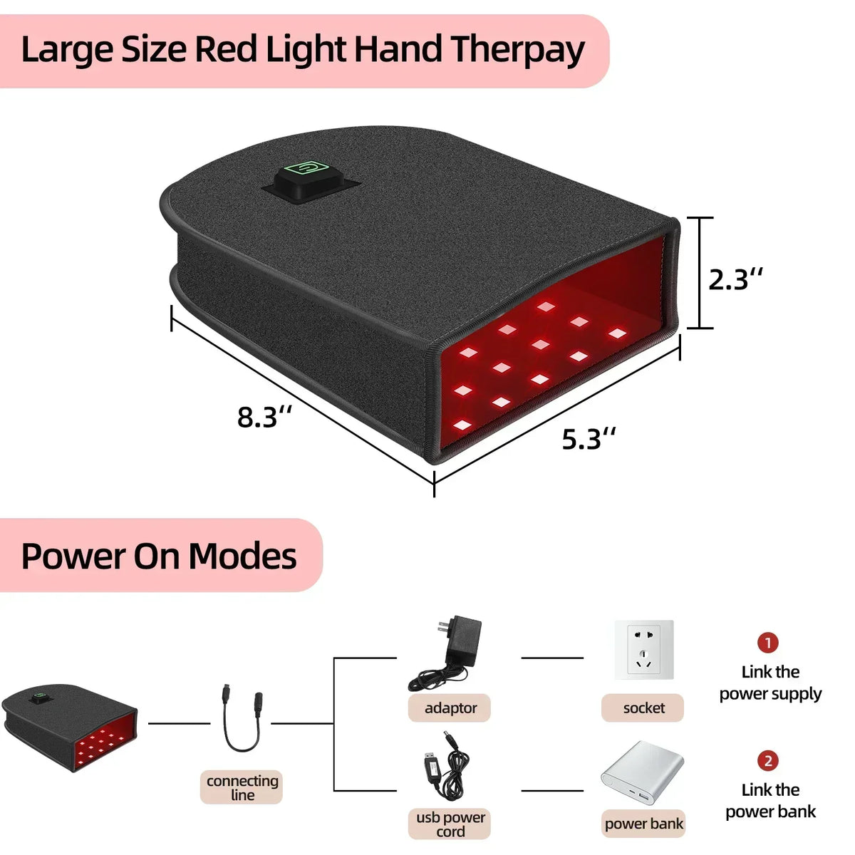 Guanto per fototerapia a luce rossa da 660 nm e infrarossa da 850 nm contro il dolore alle mani - Desfino