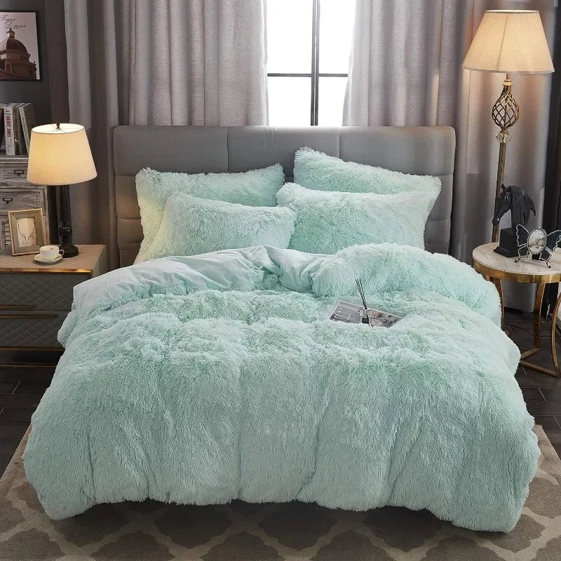 Capa de edredão de veludo Silvara — Roupa de cama aconchegante em pelo sintético macio - Desfino