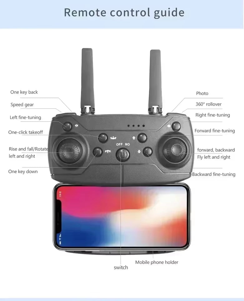 רחפן E88 Pro מתקפל עם WiFi ו-FPV — מצלמת HD, שמירת גובה - Desfino