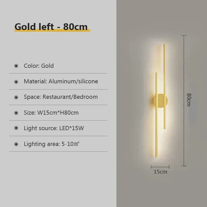 פמוטי קיר LED דו-ראשיים Brookside — שחור וזהב - Desfino