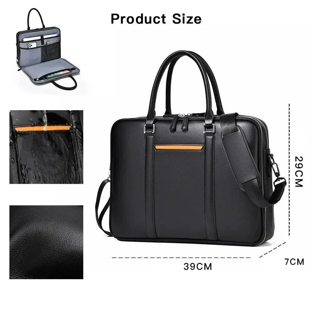 Manhattan Leather Business Laptop Briefcase Crossbody Handbag
