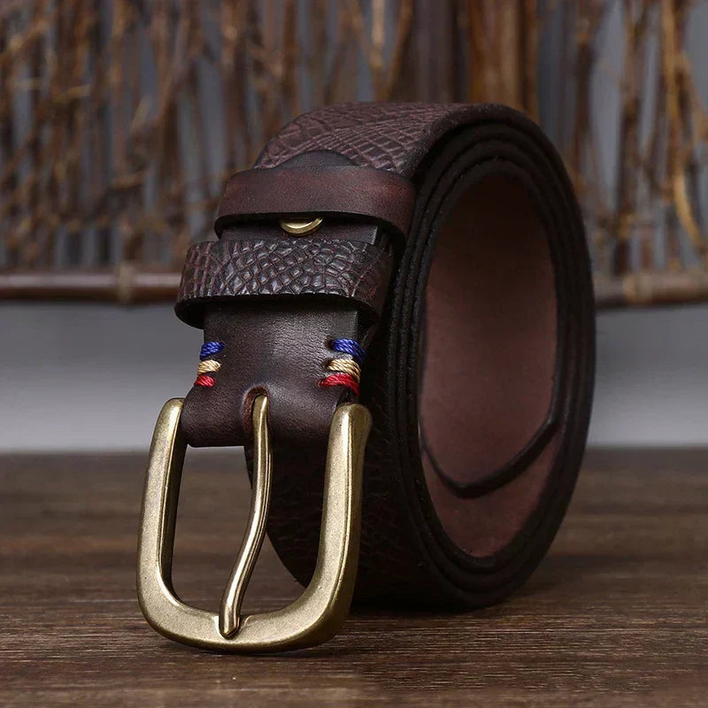Ceinture en cuir de vache Kestrel de 1.5 in (3.8 cm) — Motif gaufré - Desfino
