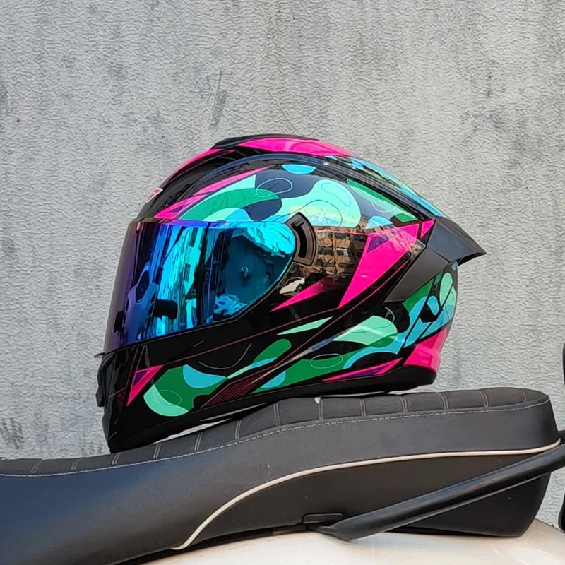 Casque de moto intégral LVS-701 — chaleur hivernale, double visière - Desfino
