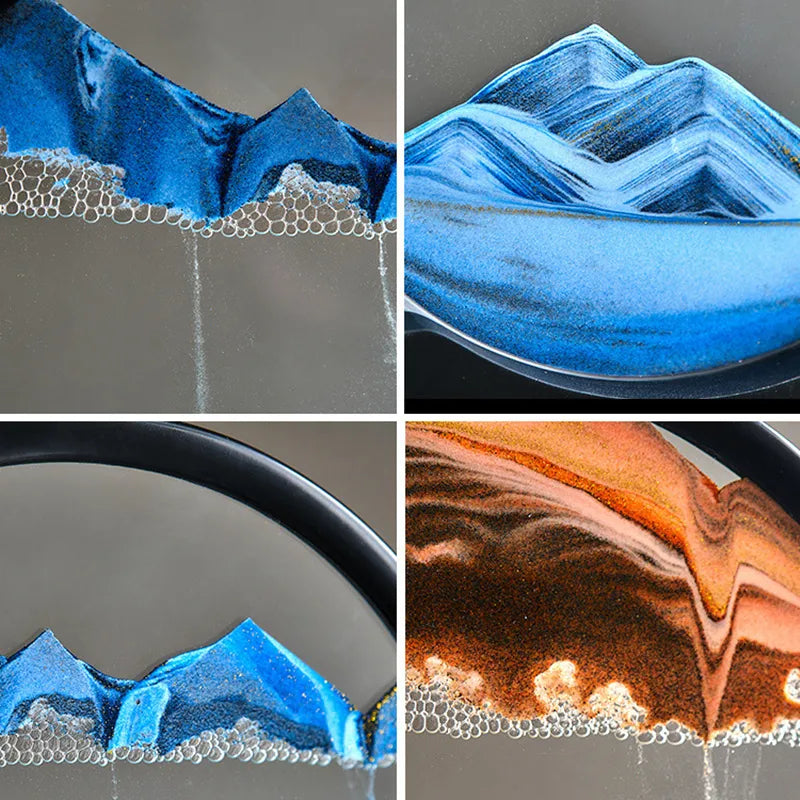 3D kinetisk sandkunst i timeglass — landskap i bevegelse - Desfino