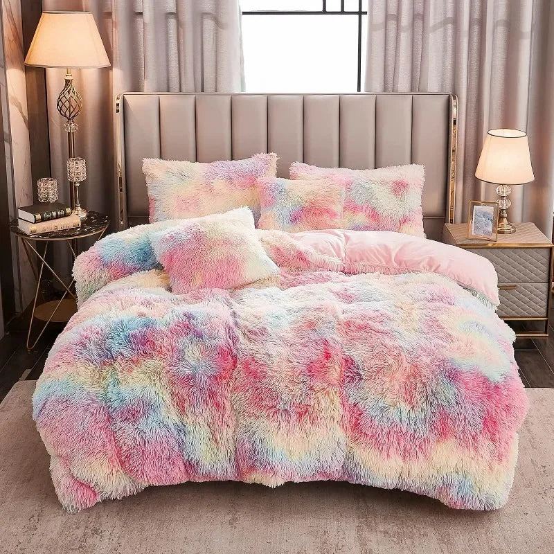 Capa de edredão de veludo Silvara — Roupa de cama aconchegante em pelo sintético macio - Desfino