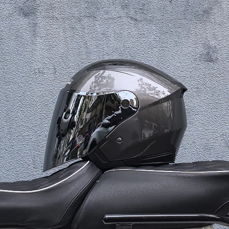 Casque de moto léger 3/4 - double visière, écran transparent, pare-soleil - Desfino