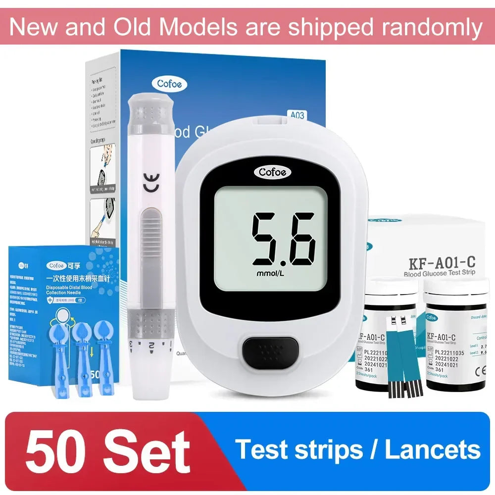 AzureGuard Blue Blood Glucose Monitor Kit — Compact Meter, Strips and Lancets
