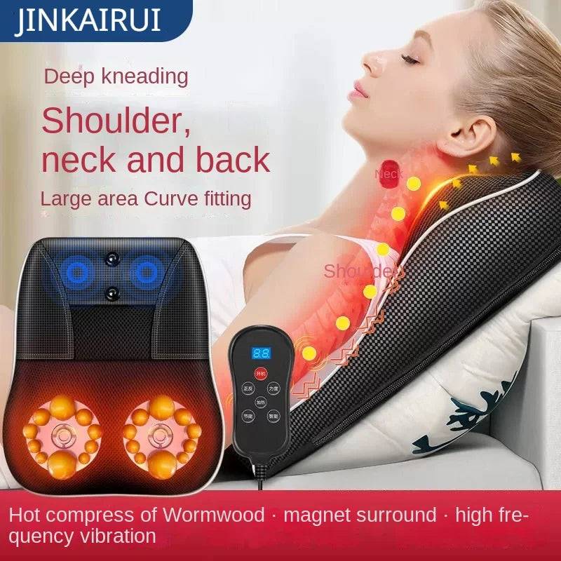 Massagekudde för nacke och kropp — 20 kulor, knådning, värme och vibration - Desfino