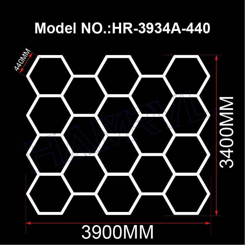 Lampe LED hexagonale de garage HAMRVL 110-240V, tube de 440mm | Desfino