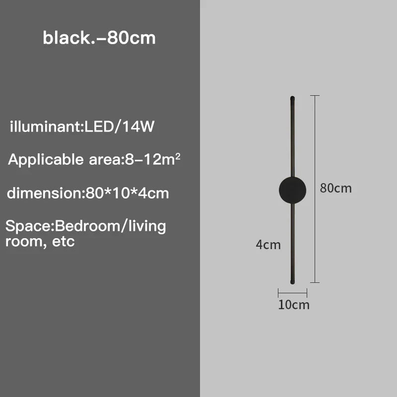 Applique murale LED en forme de I — Noire, 3 niveaux de tonalité réglables - Desfino
