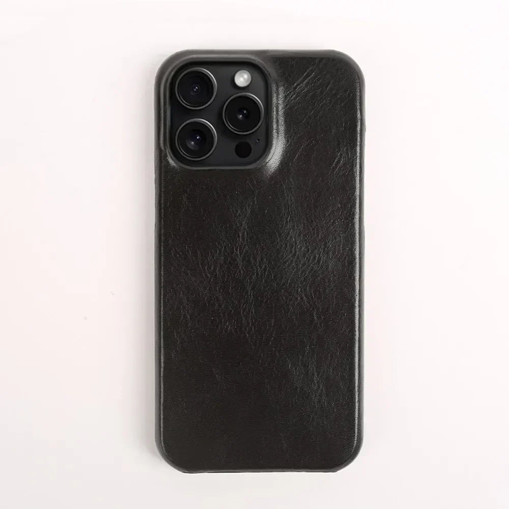 Capa artesanal em pele genuína de vaca para iPhone Crownline - Desfino