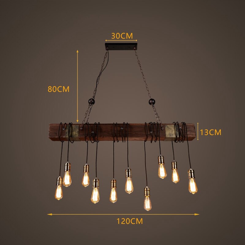 Industrial LED Ceiling Light — Vintage Wood and Iron Fixture - Desfino