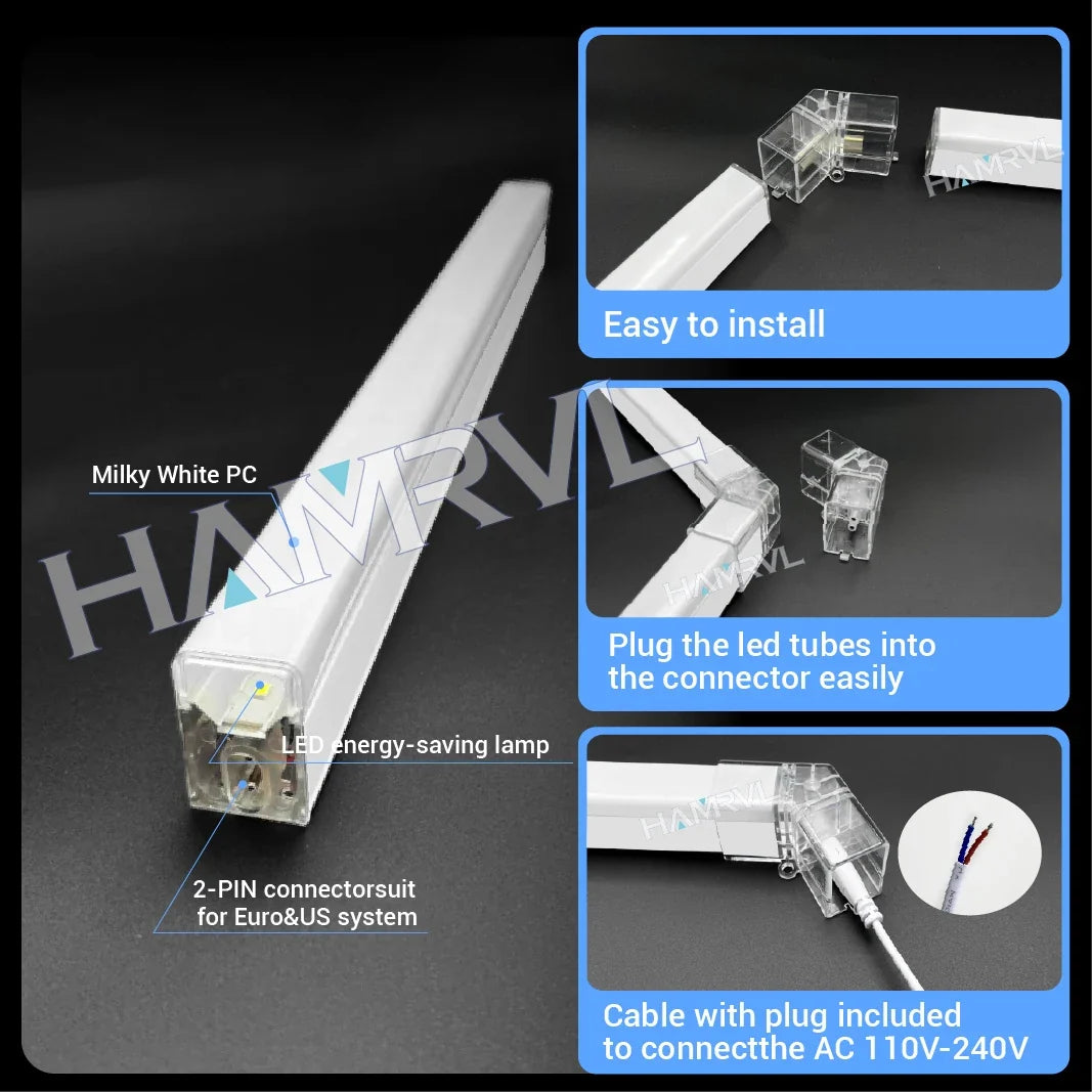 Lampe LED hexagonale de garage HAMRVL 110-240V, tube de 440mm | Desfino