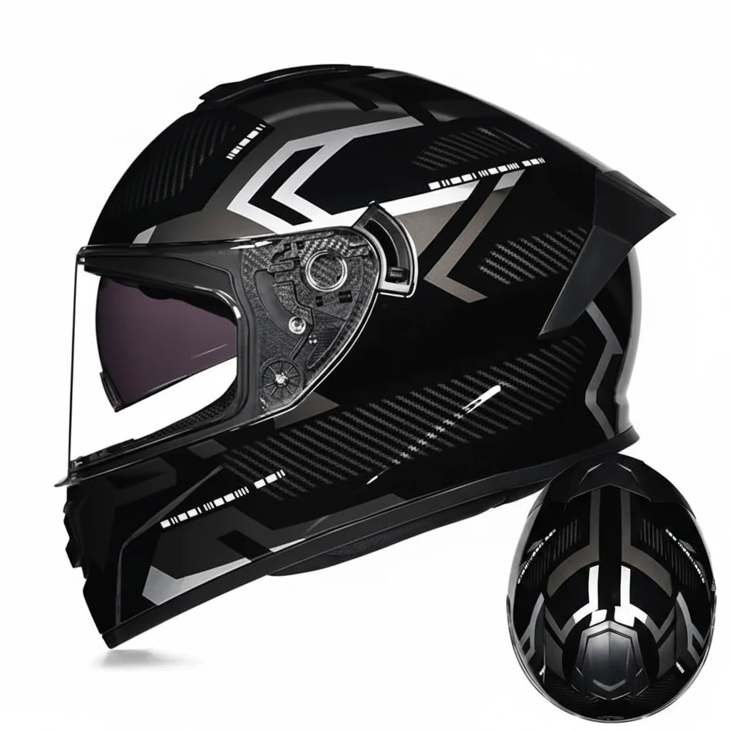 Capacete Integral de Competição para Motociclismo com Viseira Dupla e Certificação DOT - Desfino