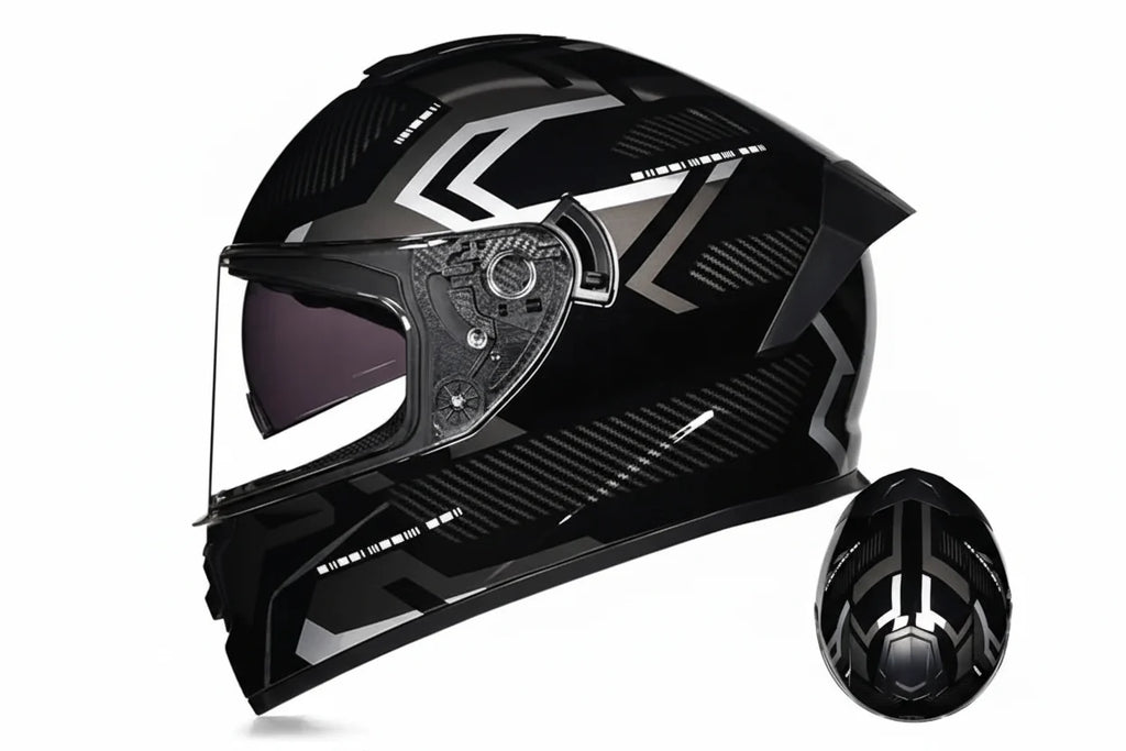 Casque de moto intégral LVS-701 — chaleur hivernale, double visière - Desfino