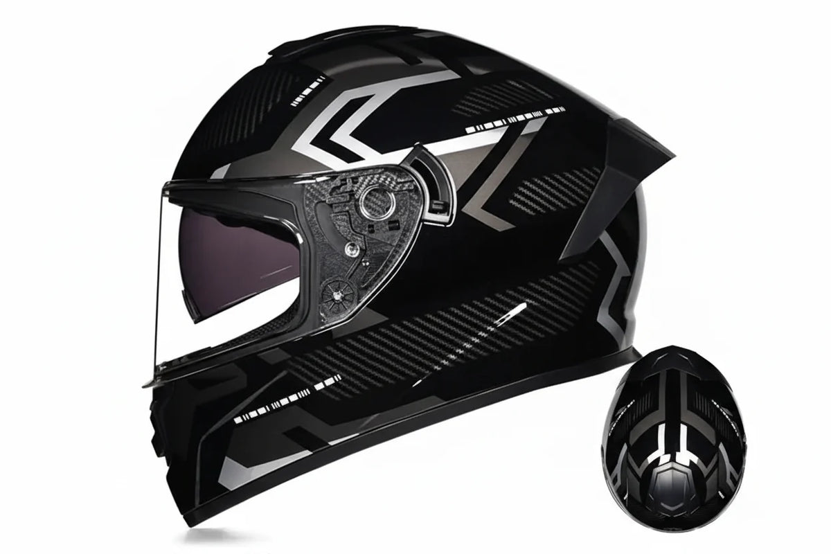 Casque de moto intégral LVS-701 — chaleur hivernale, double visière - Desfino