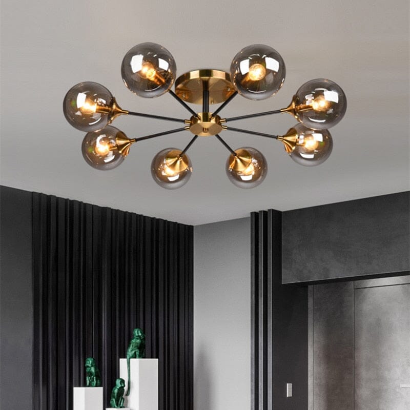 8-Light Glass Globe Chandelier in Jade