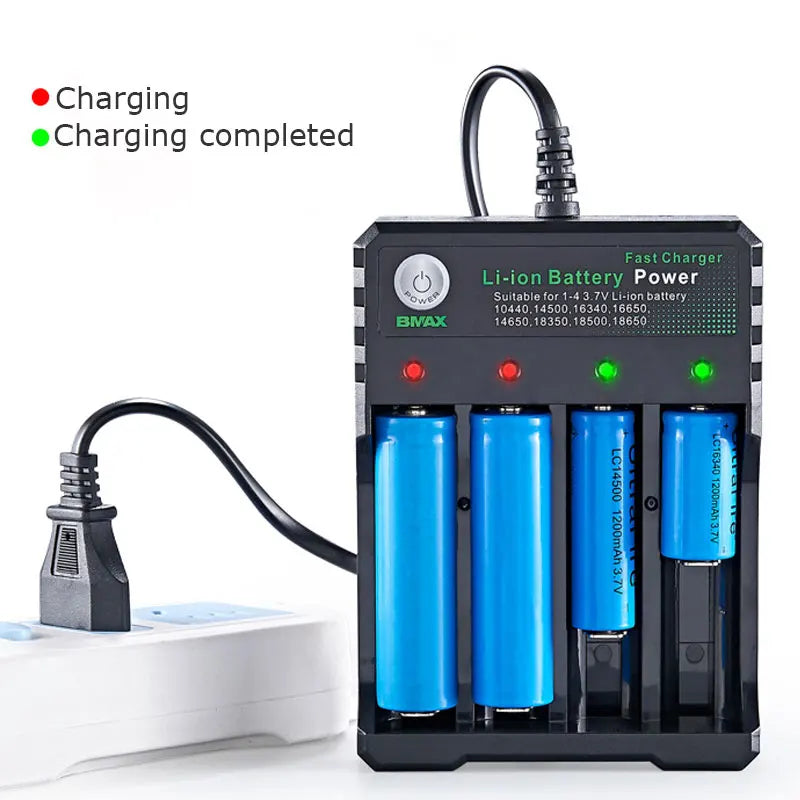 Încărcător Li-ion cu 4 sloturi pentru 18650 - 110V/220V UE/SUA, 3.7V/4.2V, 18500 - Desfino