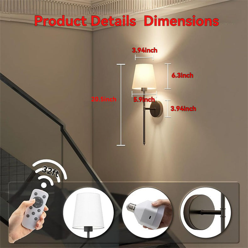 Applique da parete wireless NovaGlow — Confezione da 2, alimentazione a batteria - Desfino