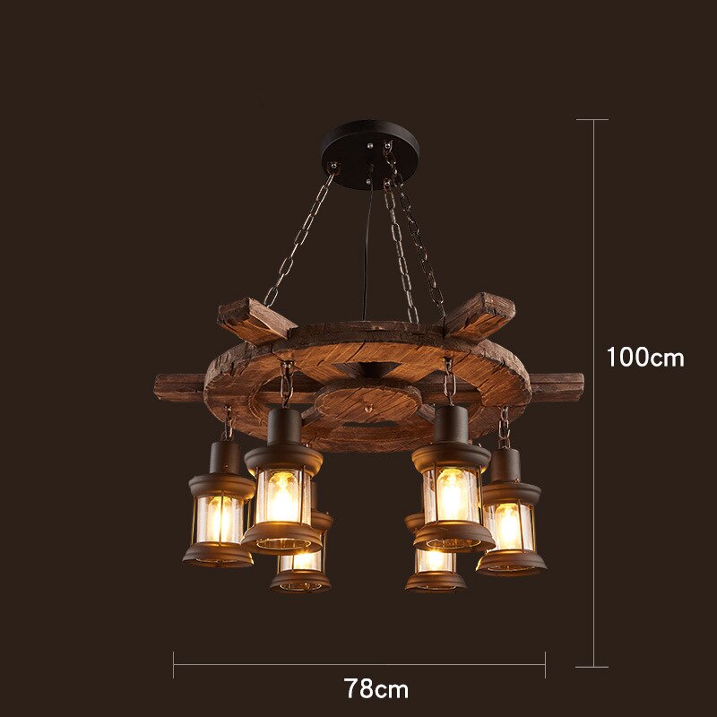 Industrial LED Ceiling Light — Vintage Wood and Iron Fixture - Desfino