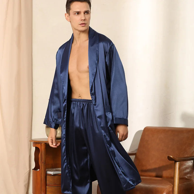 Men's Satin Robe Set — Smooth Loungewear for Relaxing Evenings - Desfino