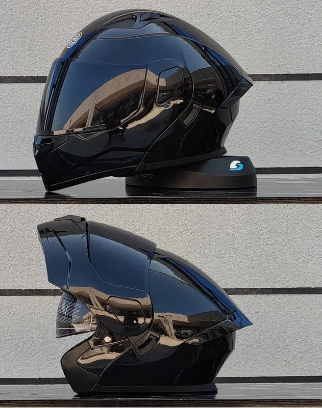 Modulární motocyklová helma s odklápěcí přední částí — dvojitý zorník, skořepina z ABS a PC, certifikace DOT