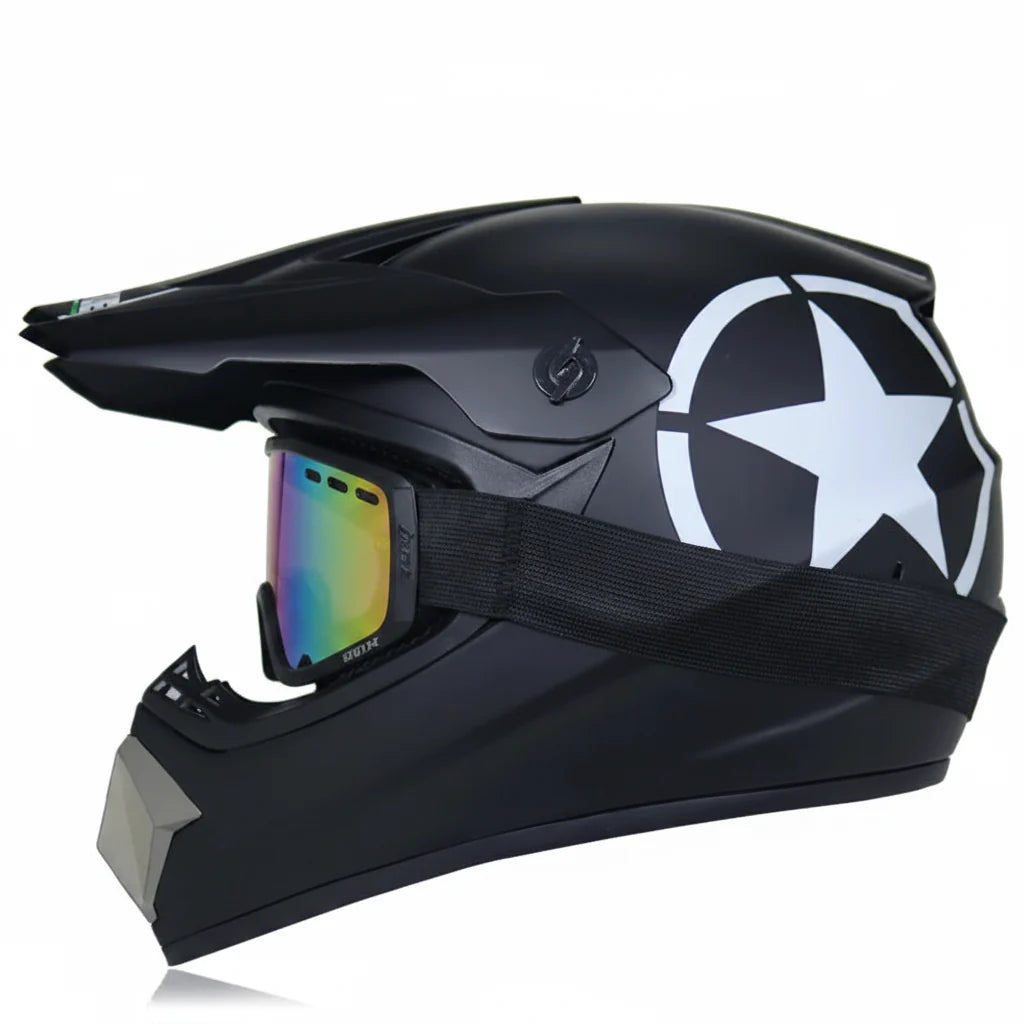 Casque de motocross intégral pour jeunes certifié DOT - coque en ABS et lunettes - Desfino