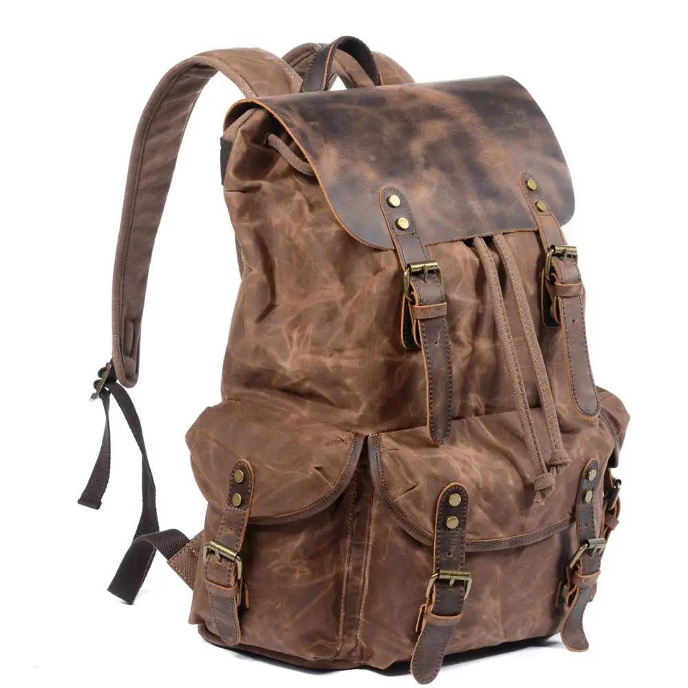 Ridgeway Canvas- und Lederrucksack mit 23 L Fassungsvermögen — Wasserabweisend - Desfino