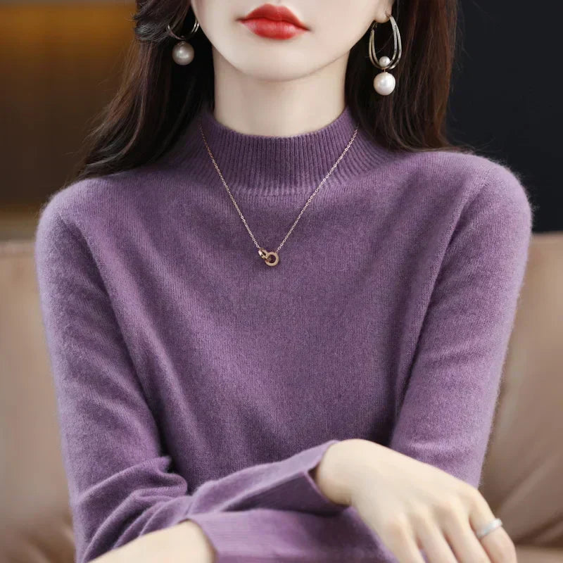 Damski dopasowany sweter AstraWeave — 100% australijskiej wełny merynosów extrafine - Desfino