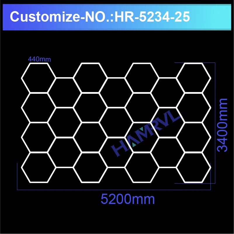 Lampe LED hexagonale de garage HAMRVL 110-240V, tube de 440mm | Desfino