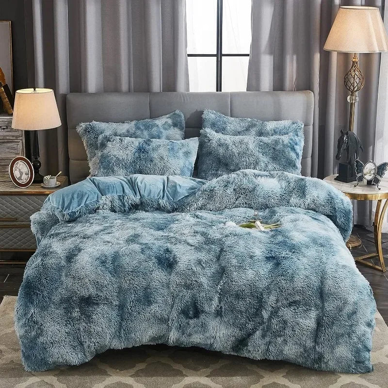 Capa de edredão de veludo Silvara — Roupa de cama aconchegante em pelo sintético macio - Desfino