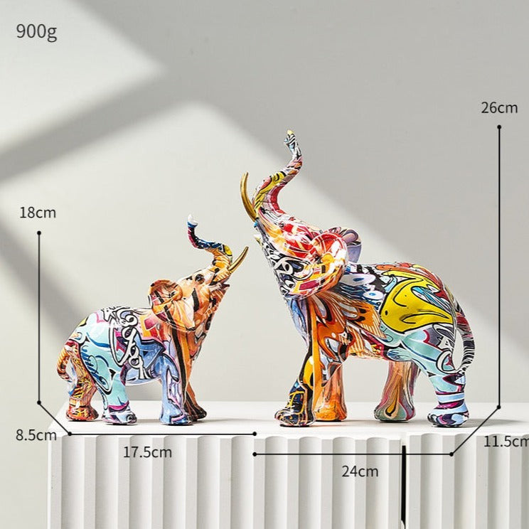 Statue d’éléphant peinte et colorée Aurella — Sculpture nordique - Desfino