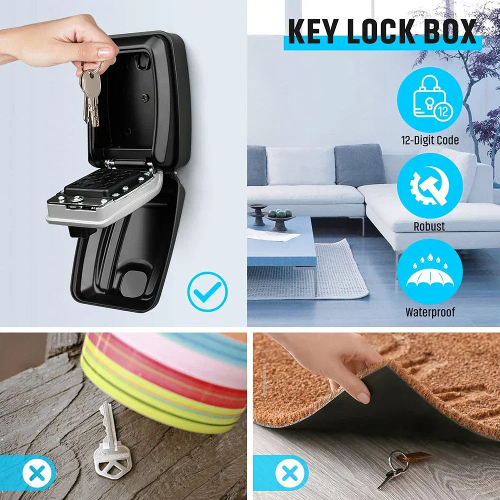 קופסת מנעול למפתחות KeyGuard עמידה למים להתקנה על הקיר — קוד בן 4 ספרות - Desfino