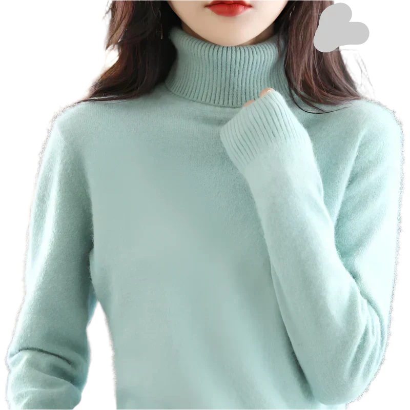 Suéter de cuello alto para mujer AuroraWeave, 100% cachemira — Tejido ligero - Desfino