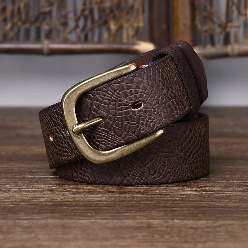 Ceinture en cuir de vache Kestrel de 1.5 in (3.8 cm) — Motif gaufré - Desfino