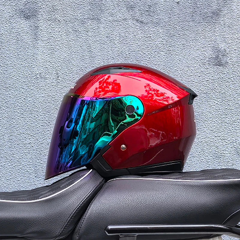 Casque de moto léger 3/4 - double visière, écran transparent, pare-soleil - Desfino