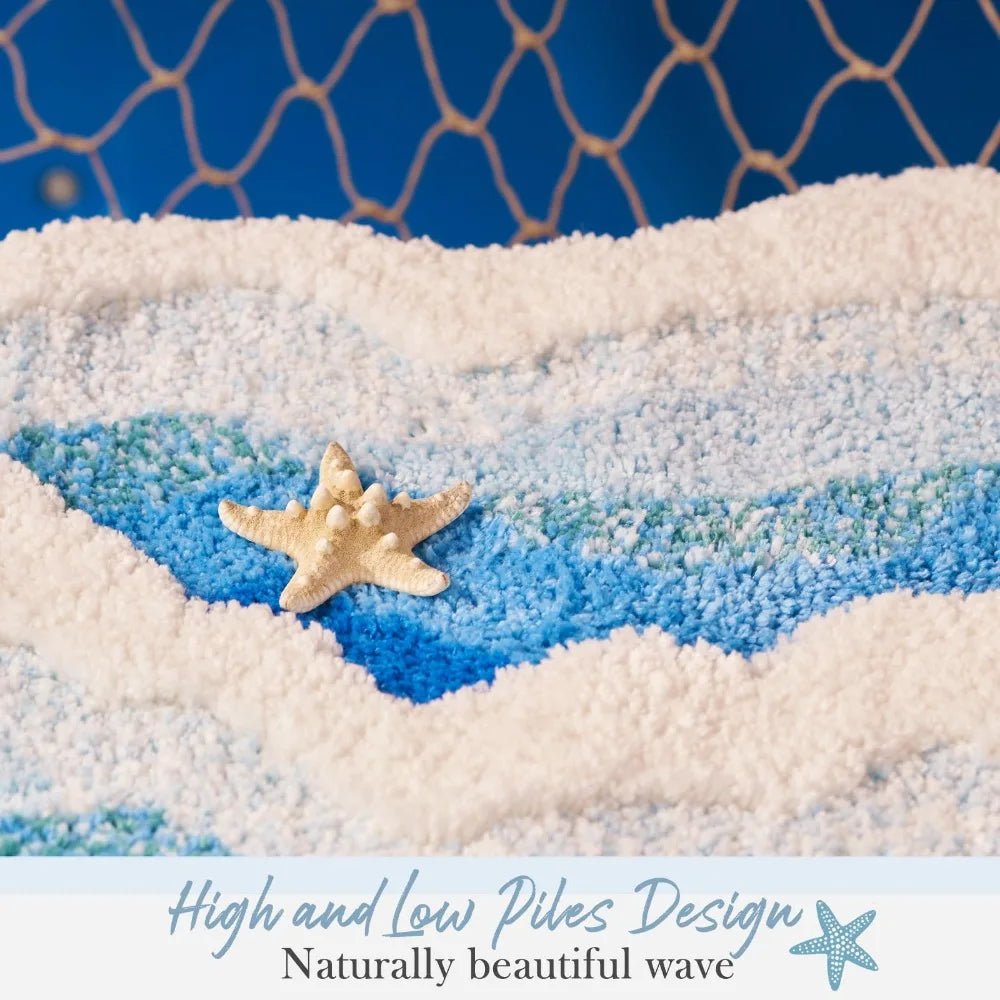 Marisyl getuft oceaangolventapijt — antislip decoratief vloerkleed - Desfino