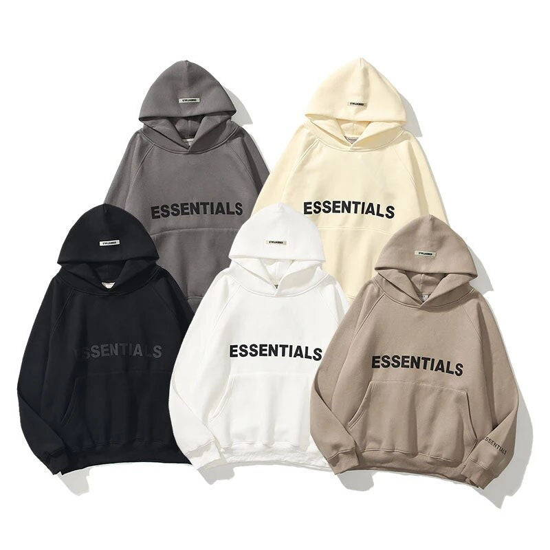 Fear of God Essentials Hoodie — 100 % Baumwolle, lockere Passform, Kängurutasche - Desfino